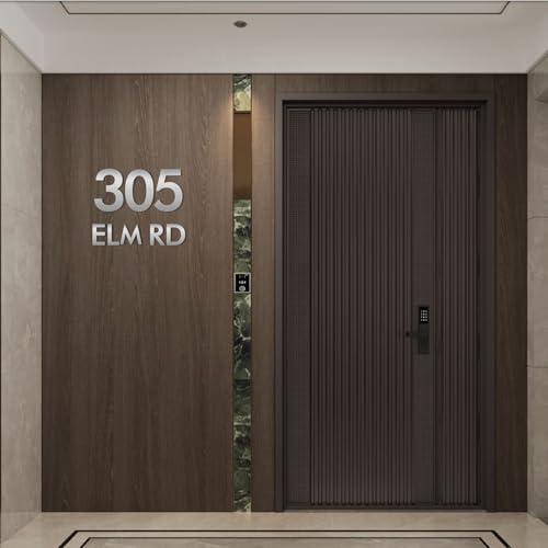 Monlyey 4 Inch Floating House Numbers and Metal Letters for Outdoor Signs - Modern Stainless Steel Address Numbers (1/4 Inch Variation)