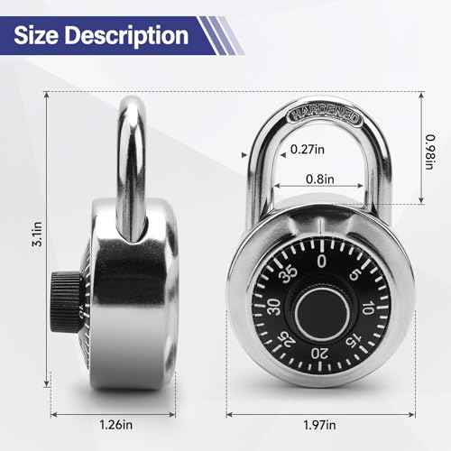 Combination Padlock,Lock for Gym and School Lockers Safe,Black Turntable,Mini Combination Lock(Pack of 1)