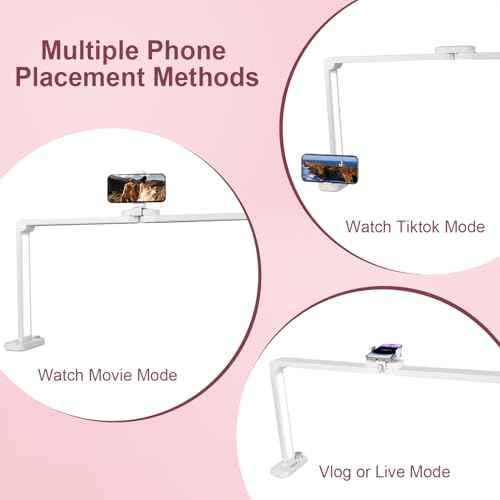 iVict Nail Desk Lamp, 34" Nails Tech Light with Phone Stand, 0-100% Adjustable Brightness, 3000K-6000K Color Temperature Led Desk lamp for Nail, Tattoos, Eyebrows, Beauty