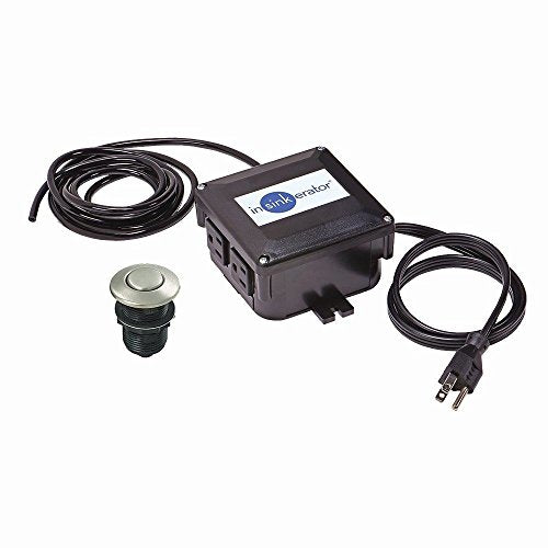 InSinkErator Garbage Disposal Air Switch Kit - Satin Nickel, Single Outlet, Sink Top Button