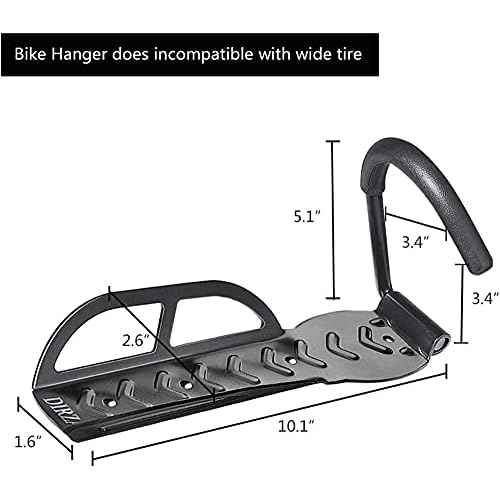 Dirza Bike Wall Mount Rack with Tire Tray - Vertical Bike Storage Rack for Indoor,Garage,Shed - Easy to install - Great for Hanging Road,Mountain or Hybrid Bikes - Screws Included - 2 Pack