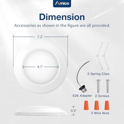 Amico 24 Pack 6 Inch LED Disk Lights Dimmable Flush Mount Ceiling Downlights