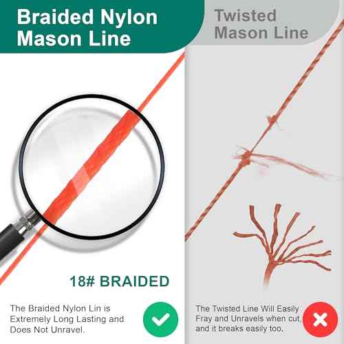 Mason String Line Reel with 10 String Line Level Kit, 540FT #18 Braided Nylon Mason String-line for Masonry Tools, Construction, Gardening, DIY(Orange)