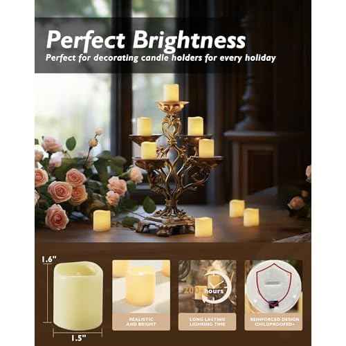 Homemory 24Pack Flickering Flameless Votive Candles,200+Hour Electric Fake Candles,Battery Operated LED Tealight for Wedding,Outdoor,Table,Halloween,Christmas Decor(Warm White,Battery Included)