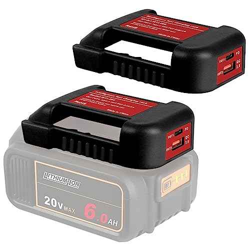 2 Pack USB Charger Adapter Compatible for Dewalt 20V Li-ion Battery with USB Output & Type-C Fast Charging Interface(Adapter Only)£¨Not Made in Dewalt