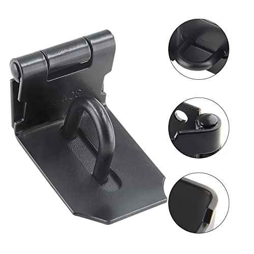 Piutouyar 2Pcs Door Hasp Latch Lock 90 Degree Hasp Right Angle Padlock Latch Safety Hasp Latch Heavy Duty Stainless Steel Door Clasp Hasp Lock Latch with Screws for Shed, Barn, Cabinet(3inch, Black)