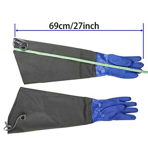 Eiito Drain cleaning gloves,Pond Gloves,Long Rubber gloves,Waterproof Gloves elbow length rubber gloves- 27 Inch Insulated Waterproof