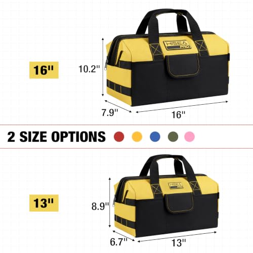 HISEA 16-Inch Waterproof Heavy Duty Tool Bag in Navy, Yellow, Red - Multi-Pocket Organizer