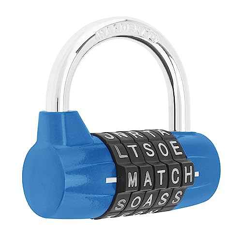 Gym Locker Lock 5 Letter Word Lock Safety Padlock Combination Lock for School Gym Locker,Sports Locker,Fence,Toolbox,Case,Hasp Storage (1, Blue)