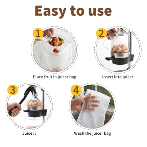 Juicer Bag Set 10 Pack for Cast Iron Juicer – Nylon Mesh, Reusable, Easy Tie