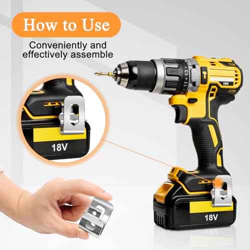 10Pcs Belt Clips For Dewalt, 304 Stainless Steel Hook Drill Clips Tool Kit With Screws Belt Replacement for Dewalt N268241 Fit for 20V Power Tools DCD980 DCD980L2 DCD985L2 DCD985