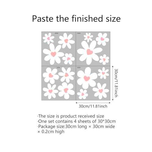 Daisy Wall Decals, Peel and Stick White Flower with Heart Wall Stickers,Daisy Floral Wall Decor for Kids Girls Bedroom Playroom Living Room Nursery