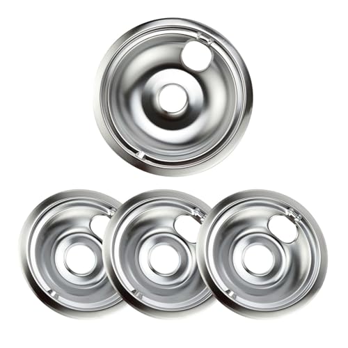 Purelux 4-Pack Chrome Drip Pans for GE/Hotpoint Stove – 1x8in + 3x6in Replacement