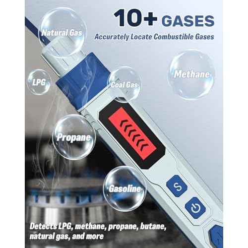 Natural Gas Leak Detector with Audible & Visual Alarm, Portable Propane Sniffer to Locate Combustible Sources Like Methane Propane Home Travel