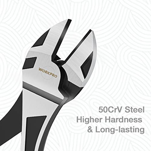 WORKPRO 7-Inch Diagonal Pliers CRV Steel Cutting Wires, Bi-material Handle