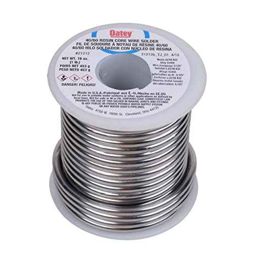 OATEY 21212 Rosin Leaded Core Solder, 1/8 In Dia, Silvery Grey, 1 Lb