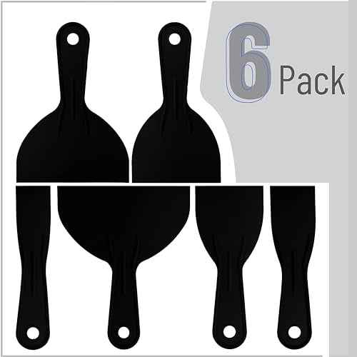 Bates 6 Pack Black Plastic Putty Knife Set - Paint Scraper, Spackle Tool, Spreader