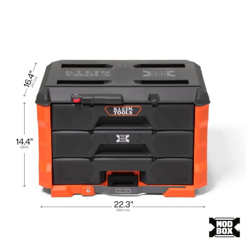Klein Tools MODbox Three Drawer Tool Box Organizer, 3-Drawer