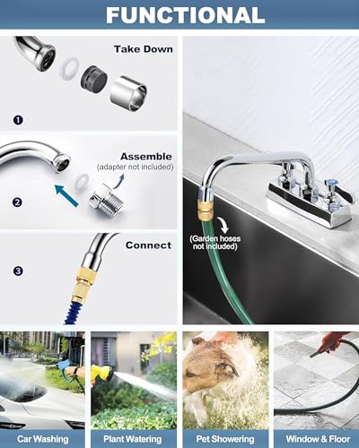 IVIGA Chrome 12" Swivel Spout Commercial Bar Sink Faucet Brass Utility Sink Tap
