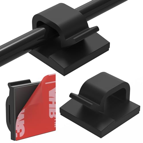 Yocice 40 Pack Black Adhesive Cable Clips Wire Holders for Desk, Wall, Car