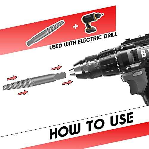 7 Pcs Spiral Screw Extractor Set, Stripped Screw Extractor Set for Removing Stripped Screws and Broken Bolts, Easy Out Bolt Extractor Set 35# Cr-Mo Broken Screw Extractor Kit