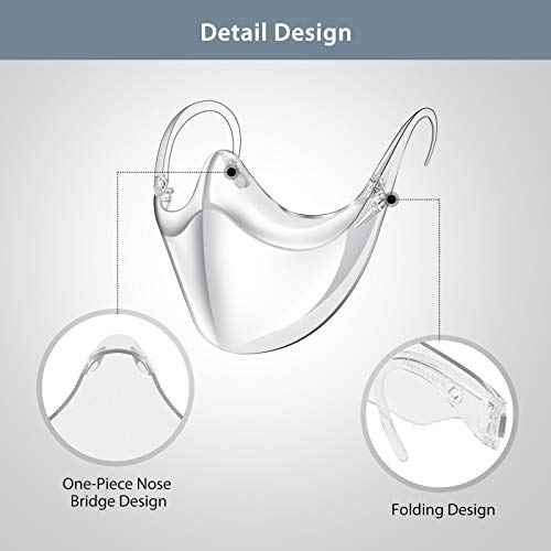 2PCS Transparent Face Shield, Lightweight Anti-Fog Clear Face Mask, Sturdy Breathable Clear Face Shield, Plastic Reusable Protective Face Mask for Men and Women