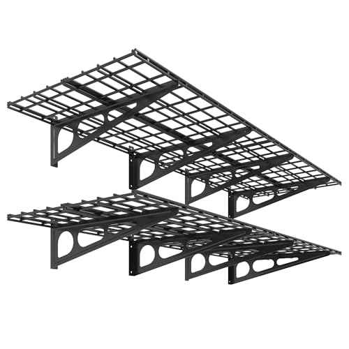 FLEXIMOUNTS 2-Pack 2x6ft Garage Shelving 24-inch-by-72-inch Wall Shelf Garage Storage Rack Floating Shelves, Black