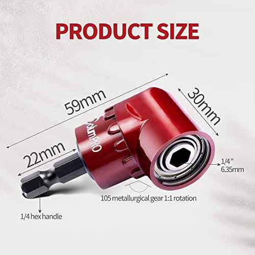 1/4 Inch 105 Degree Right Angle Driver Adapter Hex Shank Power Screwdriver,Quick Change Drive and Magnetic Bit Socket Right Angle Drill Attachment Adapter