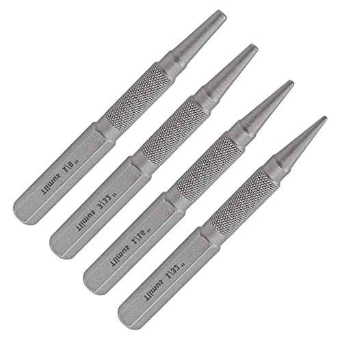 4pcs Nail Setter Punch, 1/32 1/16 3/32 1/8 Inch Center Punch Set, Nail Punch Kit Nail Driver Tool