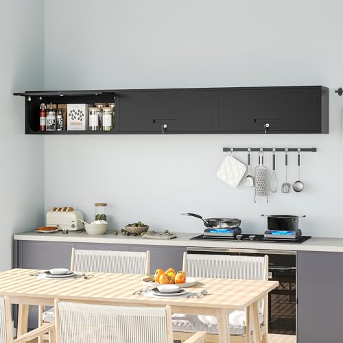 Anxxsu Metal Wall Storage Cabinet with Up-Flip Door, 31.5 x 13 x 13 in, Wall-Mounted Garage/Shop Cabinet, Lockable