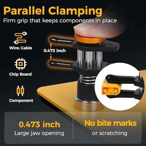 Helping Hands Clamp Metal, Adjustable Third Hand Soldering Holder Stand For Electronics, Hobby DIY, Craft, Jewelry, PCB Repair Solder Aid Station (Yellowblack, small)