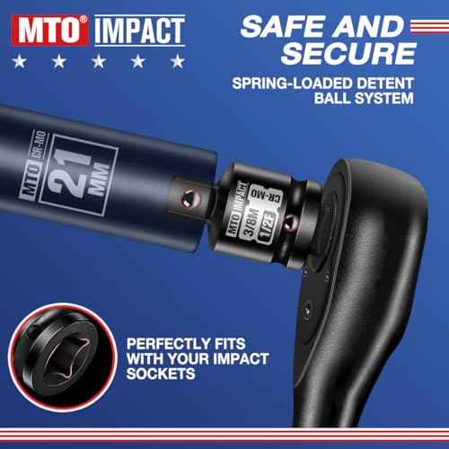 MTO 2-Piece 1/2" Female to 3/8" Male Impact Socket Adapter Set, 1/2" Drive Impact Driver Conversions for Impact Wrench, Chrome Molybdenum Alloy Steel