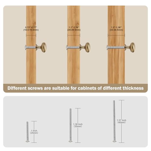 NIZADO 12 Pack Warm Gold Aged Brass Cabinet Knobs - Champagne Bronze Drawer Pulls, 1-1/5" Diameter