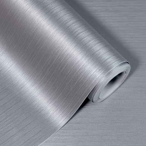 wishFIRE Silver Peel and Stick Wallpaper 15.7"¡¿118" Metallic Textured Contact Paper Modern Waterproof Wall Paper Removable Self Adhesive Vinyl DIY Decor Wallpaper for Bedroom Kitchen Cabinets Fridge