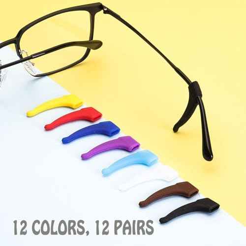 OPUGIT 12 Color Anti-slip Glasses Ear Hook, Soft Silicone Sleeve Ear Grips,Eyewear Retainer for Kids and Adult