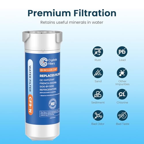 Crystala Filters XWFE Refrigerator Water Filter with CHIP - 1 Pack