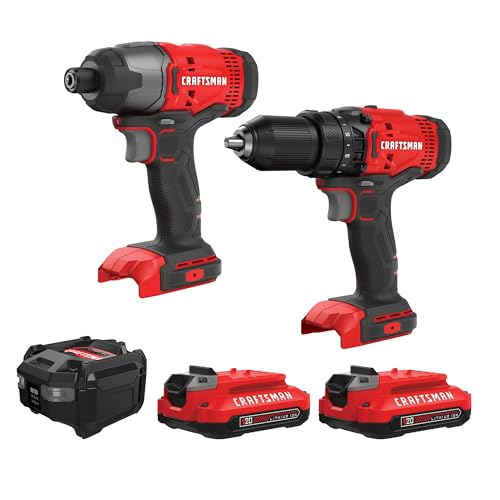 Craftsman V20 MAX Cordless Drill & Impact Driver 2-Tool Combo Kit with 2 Batteries
