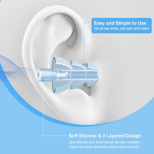 Ear Plugs for Sleeping,12 Pair Earplugs Noise Canceling Soft Silicone Ear Plug Reusable Earplugs for Sleep,Concert,Swimming,Study,Loud Noise,Snoring(Black Blue Purple)