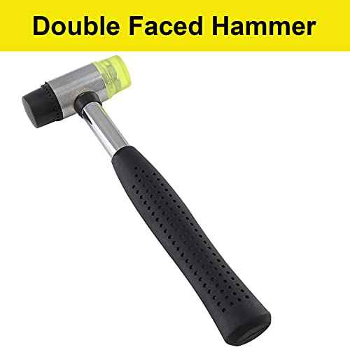 Rubber Mallet Hammer 25mm Double-Face Nylon Rubber Hammer, Soft & Hard Head Mallet with Replacement Heads for Jewelers, Woodworking, Floor Installation