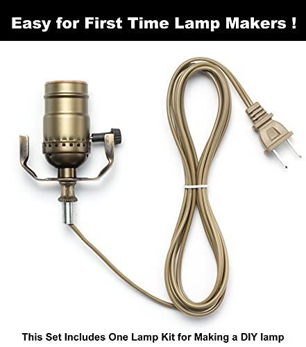Antique Brass DIY Lamp Making Kit with 3-Way Socket & 12ft Cord