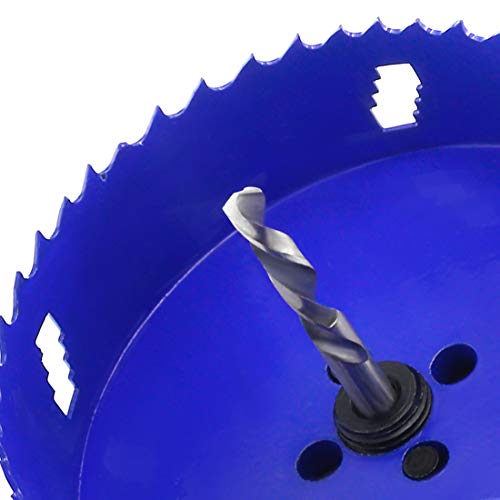6 Inch Hole Saw with Heavy Duty Arbor, 1.2 Inch Cutting Depth HSS Bi-Metal Hole Drilling Cutter for Smoothly Cutting in Wood Cornhole Boards Plastic Drywall & Thin Metal