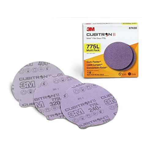 3M Stikit Disc 775L, 87430, Multi Pack, 5 in x NH, 240+, 320+, 400+ Coating Cut Cutting Angle Flute Purple