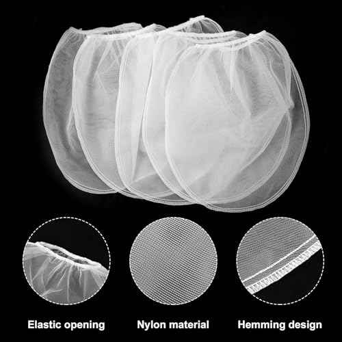 5pcs Paint Strainer Bags 5 Gallon, Paint & Liquid Filter Bags White Fine Mesh Bucket Strainer with Elastic Top Opening Paint Filtering Bag for Paint Gardening Hydroponics