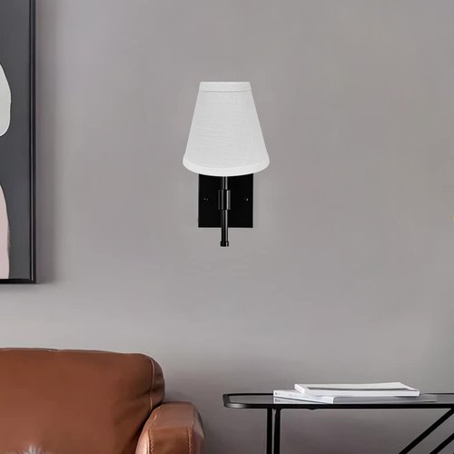 Double Mini Small White Barrel Lamp Shades Clip On Bulb, TOOTOO STAR Barrel Fabric Lampshade for Table Chandeliers Wall Floor Lamp Replacement, 3x6x5 Inch, Set of 2 (White 2 PCS Pack)