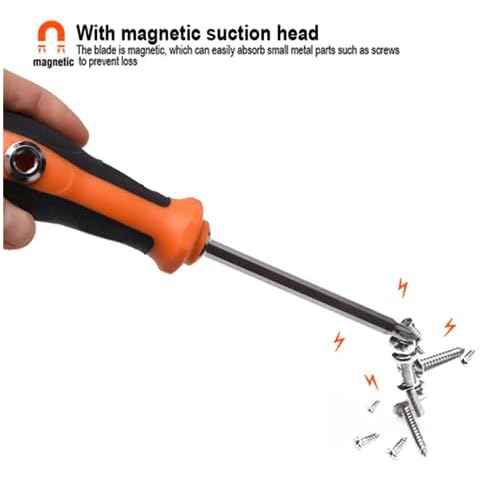 Edward Tools Reversible Screwdriver 2 in 1 - Phillips and Slotted Screwdriver - Heavy Duty CrV Steel with Ergonomic Handle with Side Hole Hold Option for More Torque - Magnetic Head - PH2 / SL6