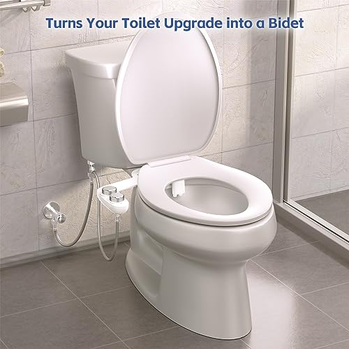 WATERLACE White Ultra-Slim Bidet Attachment for Toilet - Dual Nozzle, Self-Cleaning, Adjustable Cold Water, Easy Install