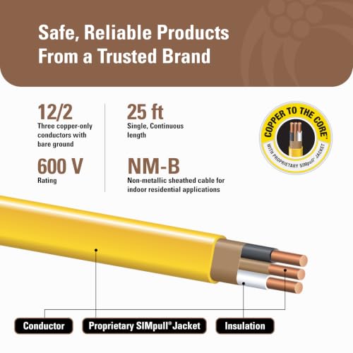 Southwire Romex SIMpull 25 ft 12/2 Solid Copper NM-B Electrical Wire