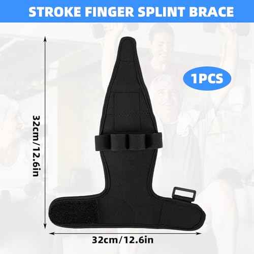 Stroke Finger Splint Brace Ability, Finger Rehabilitation Auxiliary Training Gloves for Elderly Patients, Anti-Spasticity Hand Therapy Equipment for Fist Stroke Hemiplegia Hand Training, Black