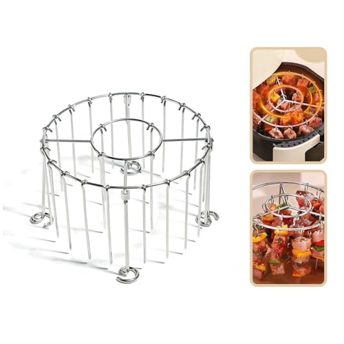 FOTN 2025 Air Fryer Grill Skewer Rack - 30 Vertical Stainless Kabob Skewers with Round Hanging