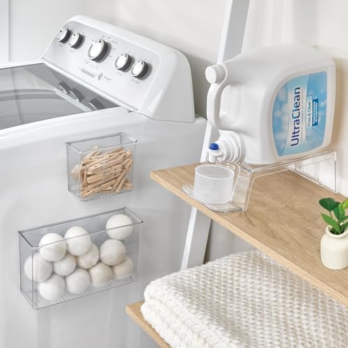 iDesign Detergent Holder, Clear - 2-Tier Stand with Drip Tray, Pack of 1